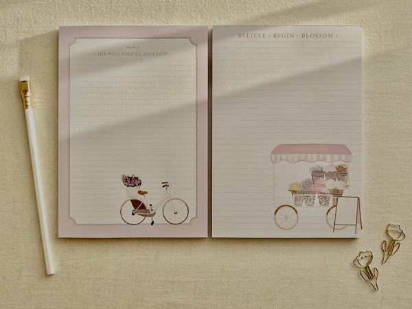 Set of 2 Illustrated A5 Notepads – Striving & Blossom (50 Sheets)