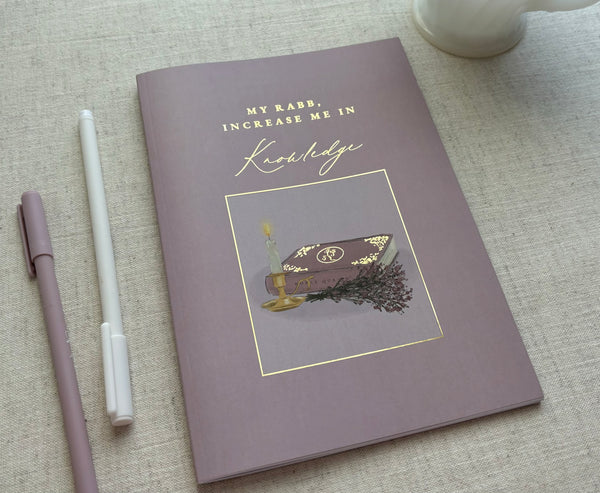 A Knowledge seeker’s A5 notebook | dusty pink mauve, gold foiled