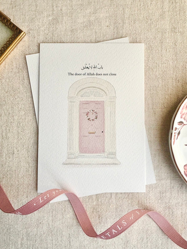 The Door of Allah Does Not Close | A6 Islamic Art Print Gift | Pink