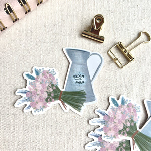 Bloom with Iman Sticker - Islamic Art, Floral Stationery
