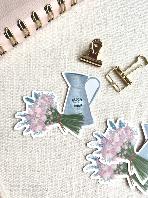 Bloom with Iman Sticker - Islamic Art, Floral Stationery