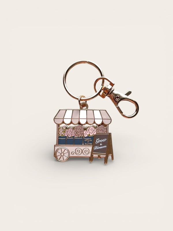 Flower Market keychain and bag charm in pink and blue spring florals by Petals of Faith