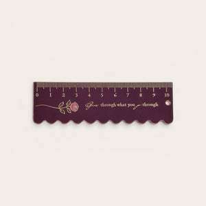 Plum Gold plated enamel ruler in plum by Petals of Faith