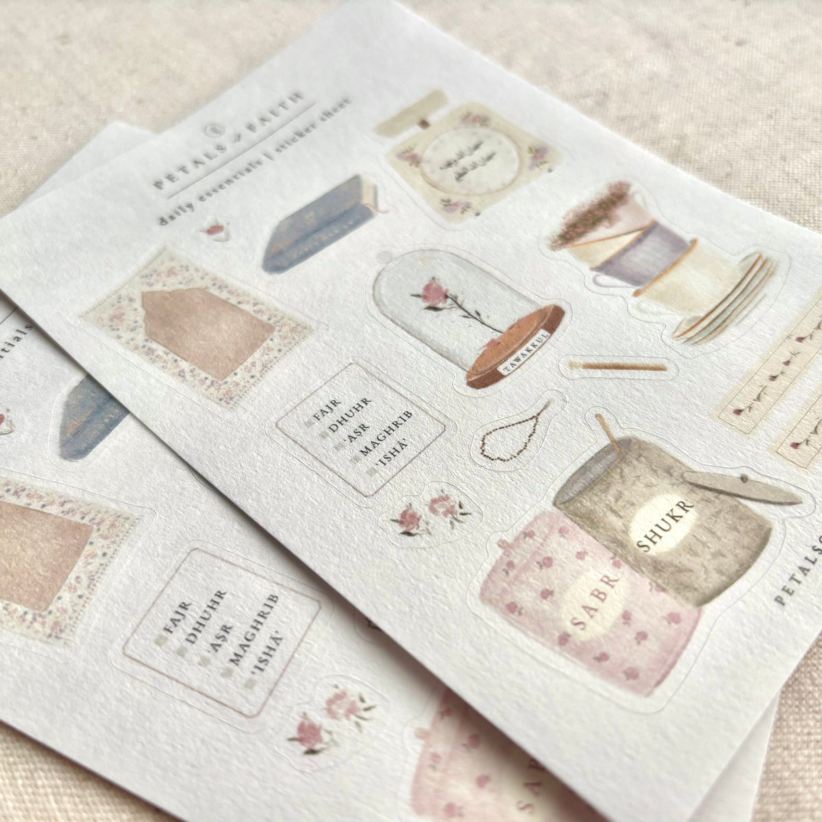 Islamic A6 Sticker Sheet - Prayer Mat, Quran, Miswak, Salah Checklist ...