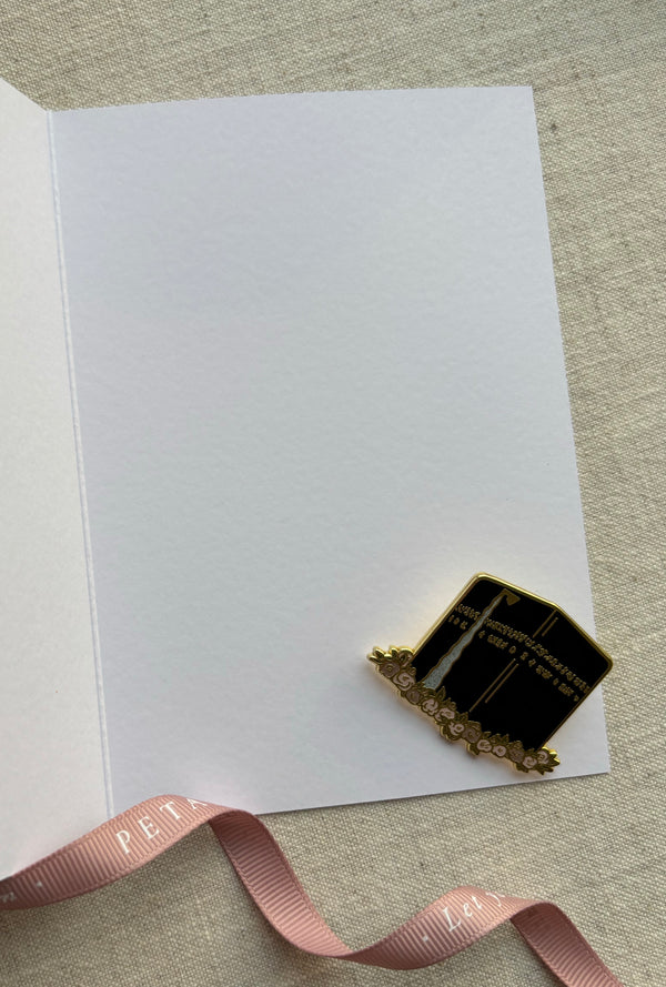 Inside of kabah enamel pin greeting card kept blank for personal heartfelt message