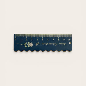 Navy Gold plated enamel ruler in navy by Petals of Faith
